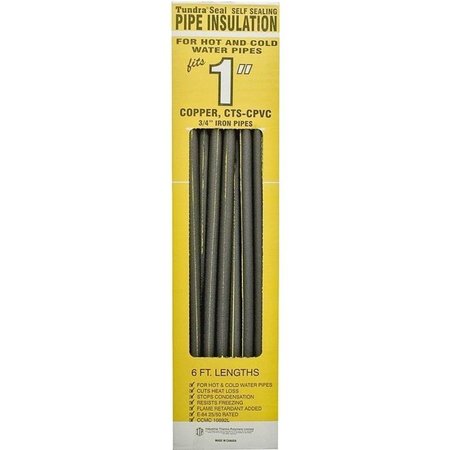 TUNDRA PR38118TW Pipe Insulation, 6 ft L, Polyolefin, Charcoal, 1 in Pipe 31181T/PR38118TW